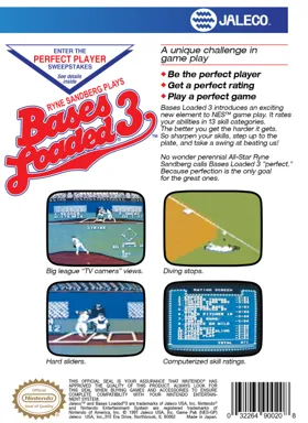 Bases Loaded 3 (USA) box cover back